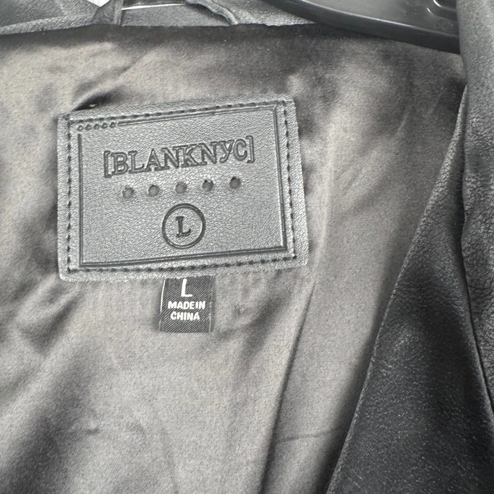 BlankNYC Black Vegan‎ Leather Double Breasted Blazer Jacket 01YB6009 Womens L